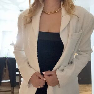 Norma Kamali White Sequin Blazer